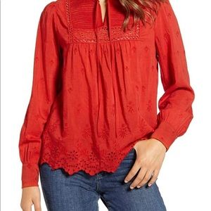Lucky Brand Embroidered Floral Long Sleeve Tunic